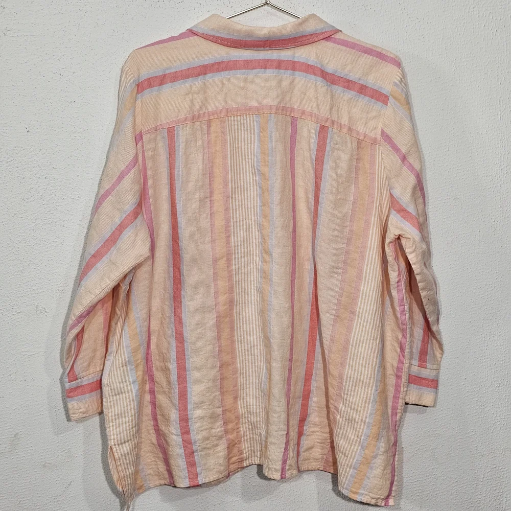 Foxcroft Shirt Womens 16 W Button Down Striped Work Office Classic multicolor - Picture 2 of 9